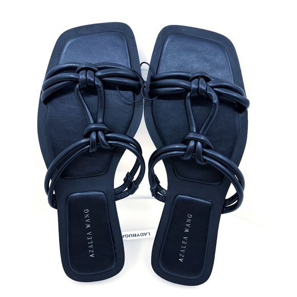NWOB Azalea Wang Stetson Black Knotted Strap Sandals Size 8 - Picture 9 of 11